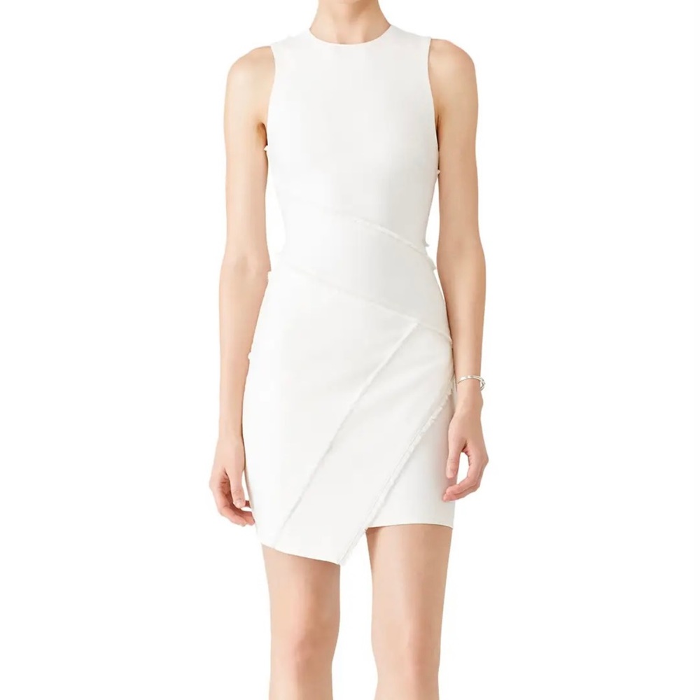 Cinq-a-sept Josie white asymmetrical mini dress- size 2
